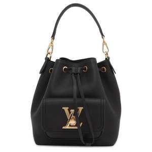 Louis Vuitton Grained Me Black Shoulder Handbag Lock Calf 2way Bucket Leather NV